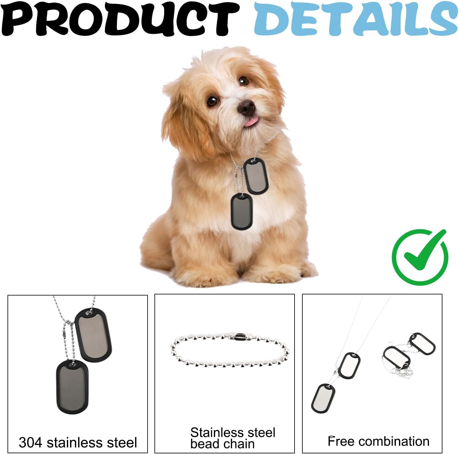 2-Piece Personalized Dog Tags, Army Dog Tags Stainless Steel Labels Military Set Suitable for Animals Lovers, Pet Fashion Style Cosplay Accessories DIY Pet Name Labels - Image 4