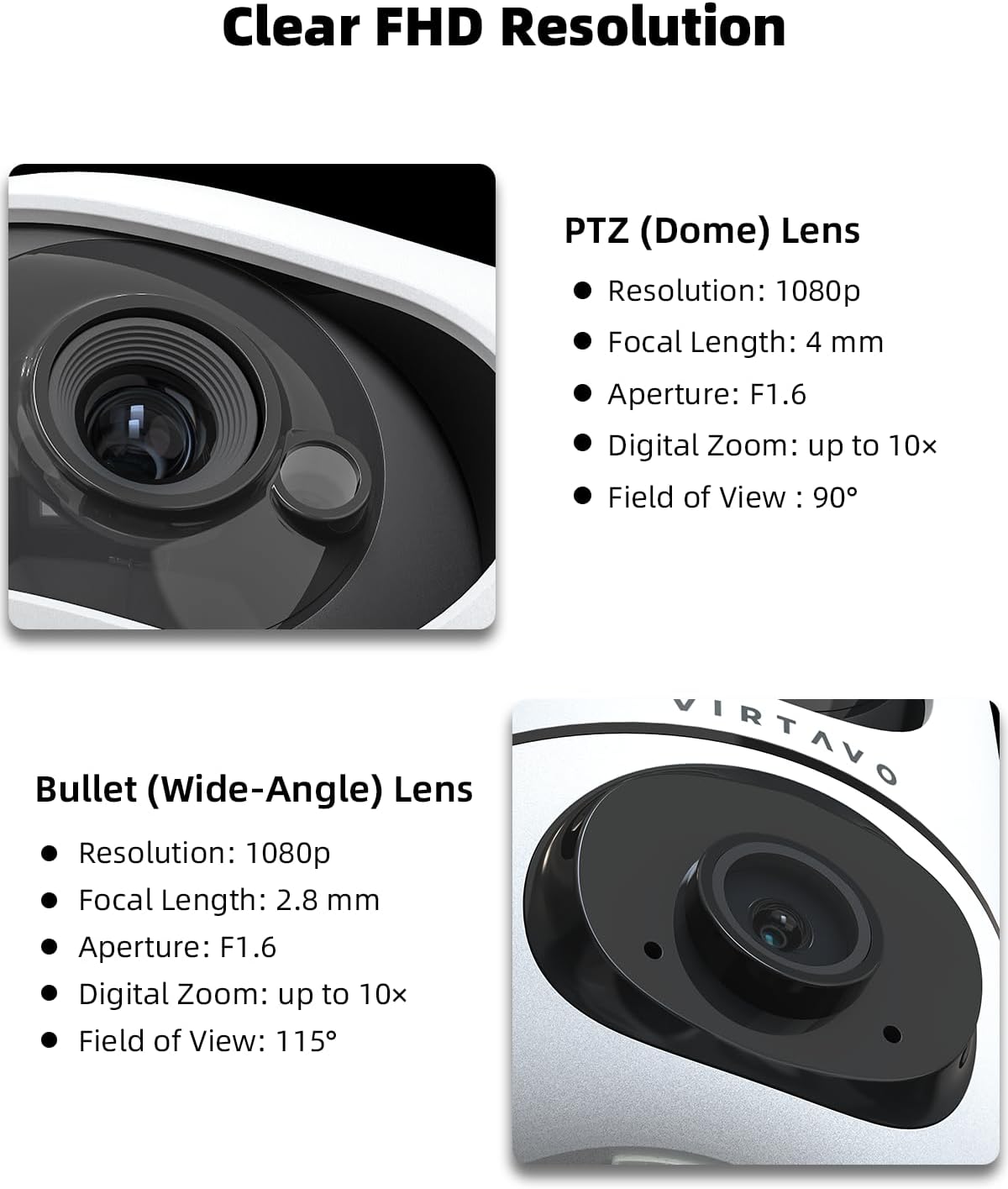 VIRTAVO XD1 Indoor Security WiFi Camera, No Subscription Required, Dual-Lens 360° PTZ Baby Monitor & Pet Cam, Motion Tracking, 2-Way Audio, Night Vision,Optional Cloud/SD Storage, Phone App, Wired - Image 7