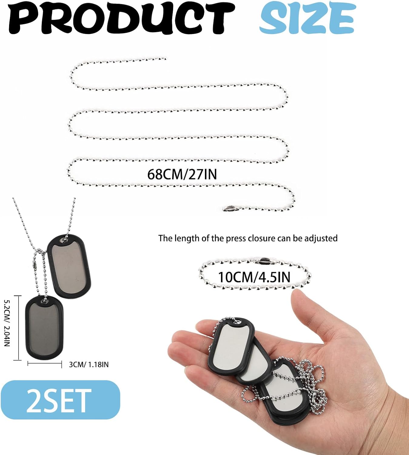 2-Piece Personalized Dog Tags, Army Dog Tags Stainless Steel Labels Military Set Suitable for Animals Lovers, Pet Fashion Style Cosplay Accessories DIY Pet Name Labels - Image 3