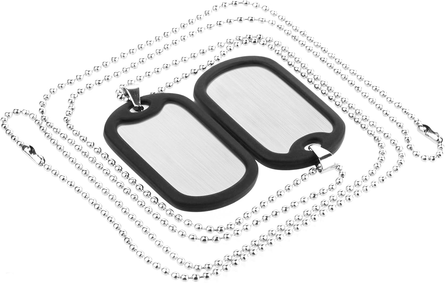 Cosmos 2 Pcs Military Dog Tags Stainless Steel Dog ID Tags Blank Tags Dog Name Tag with Ball Chains and Silicone Protective Case for Men Women Personalized Gift - Image 4