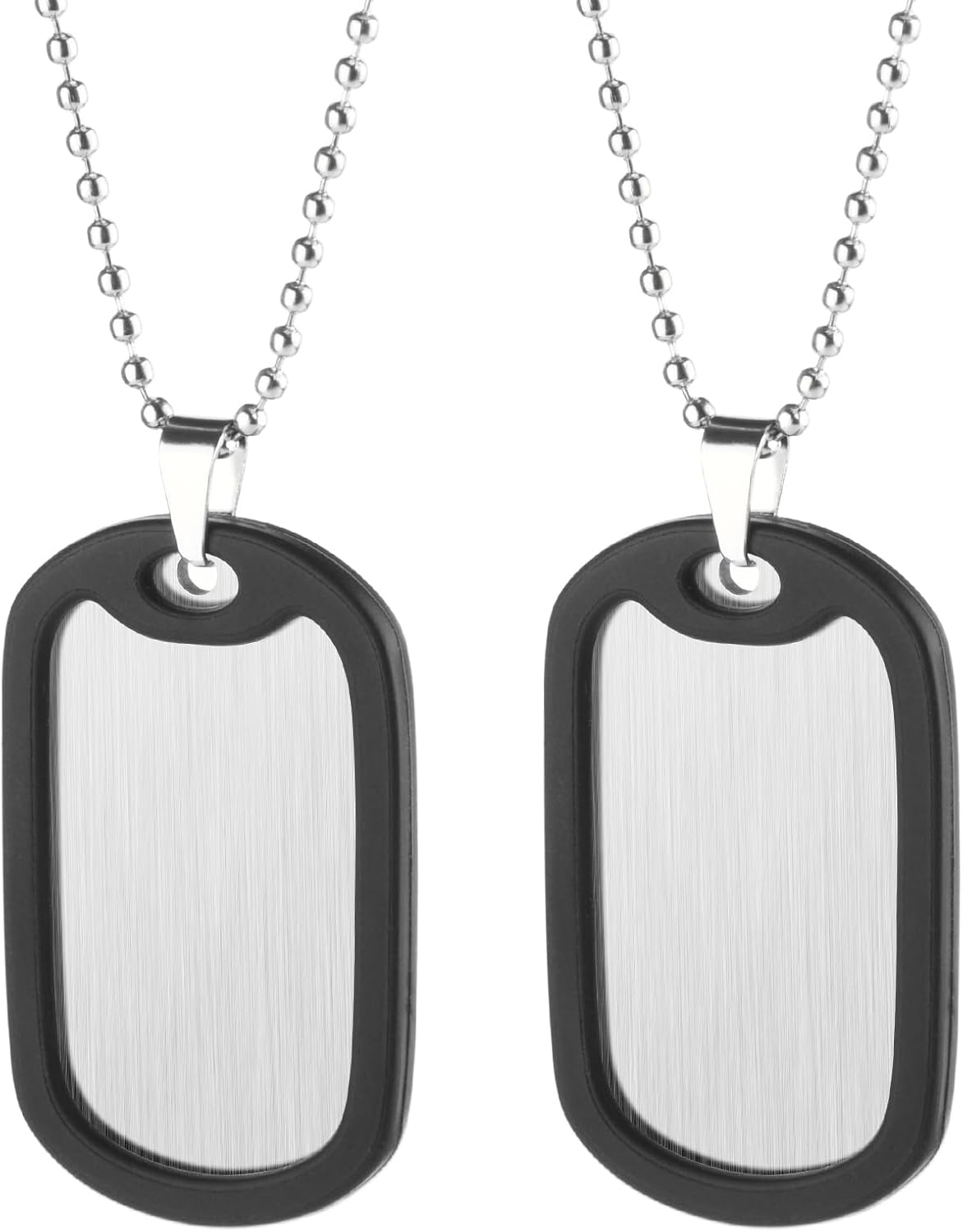 Cosmos 2 Pcs Military Dog Tags Stainless Steel Dog ID Tags Blank Tags Dog Name Tag with Ball Chains and Silicone Protective Case for Men Women Personalized Gift