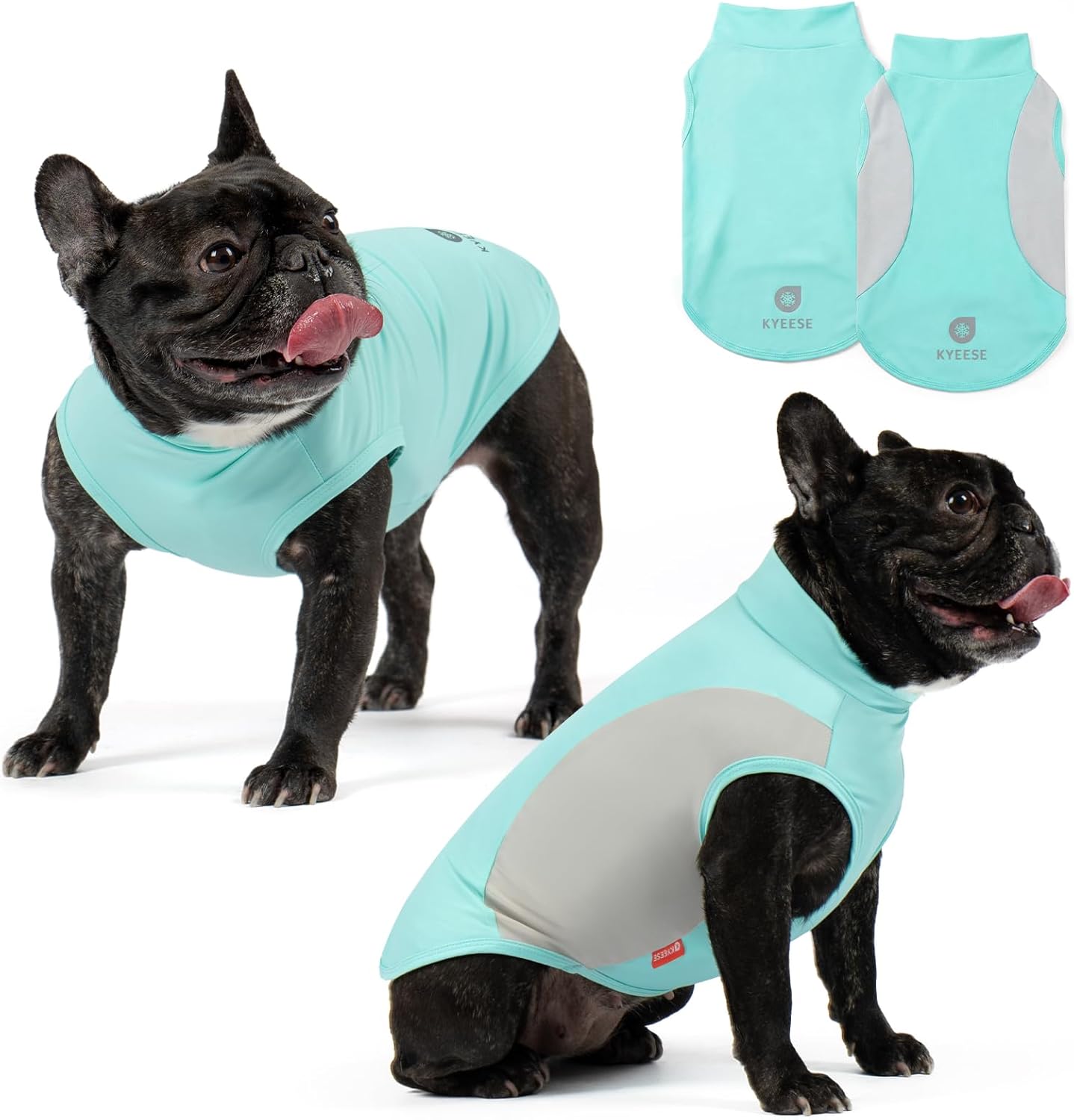 KYEESE 2Pack Dog Cooling Shirt, Breathable Dog Shirt for Small Medium Dogs Boy, Sun Protection Reflective Pet Vest, Lightweight Soft Tank Top Sleeveless Summer Dogs Clothes, Blue, XL