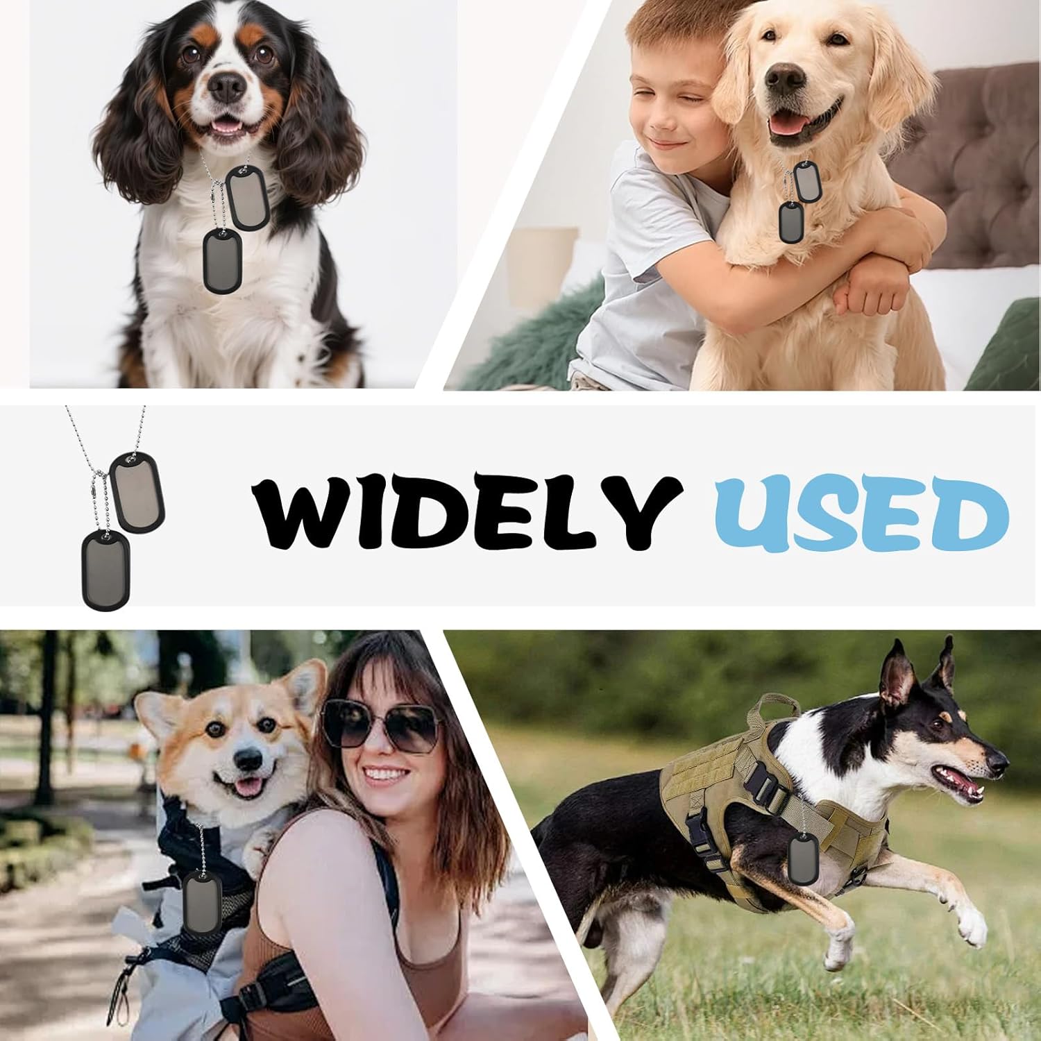 2-Piece Personalized Dog Tags, Army Dog Tags Stainless Steel Labels Military Set Suitable for Animals Lovers, Pet Fashion Style Cosplay Accessories DIY Pet Name Labels - Image 2