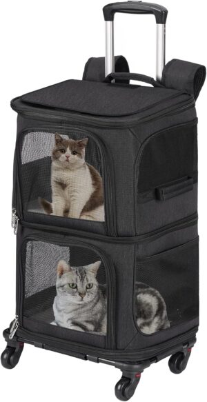 Double Pet Carrier Backpack with Wh...