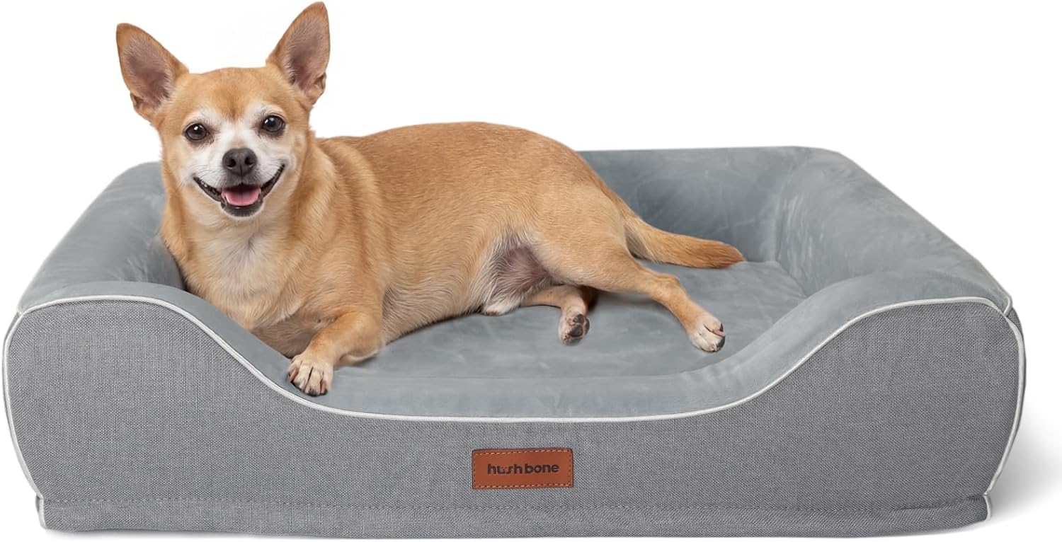 Orthopedic Dog Bed for Small Dogs,Cooling Gel Memory Foam Pet Bed with Removable Waterproof Cover,Washable Puppy Couch Bed for Joint Pain Relief,24"x18"x6",Grey