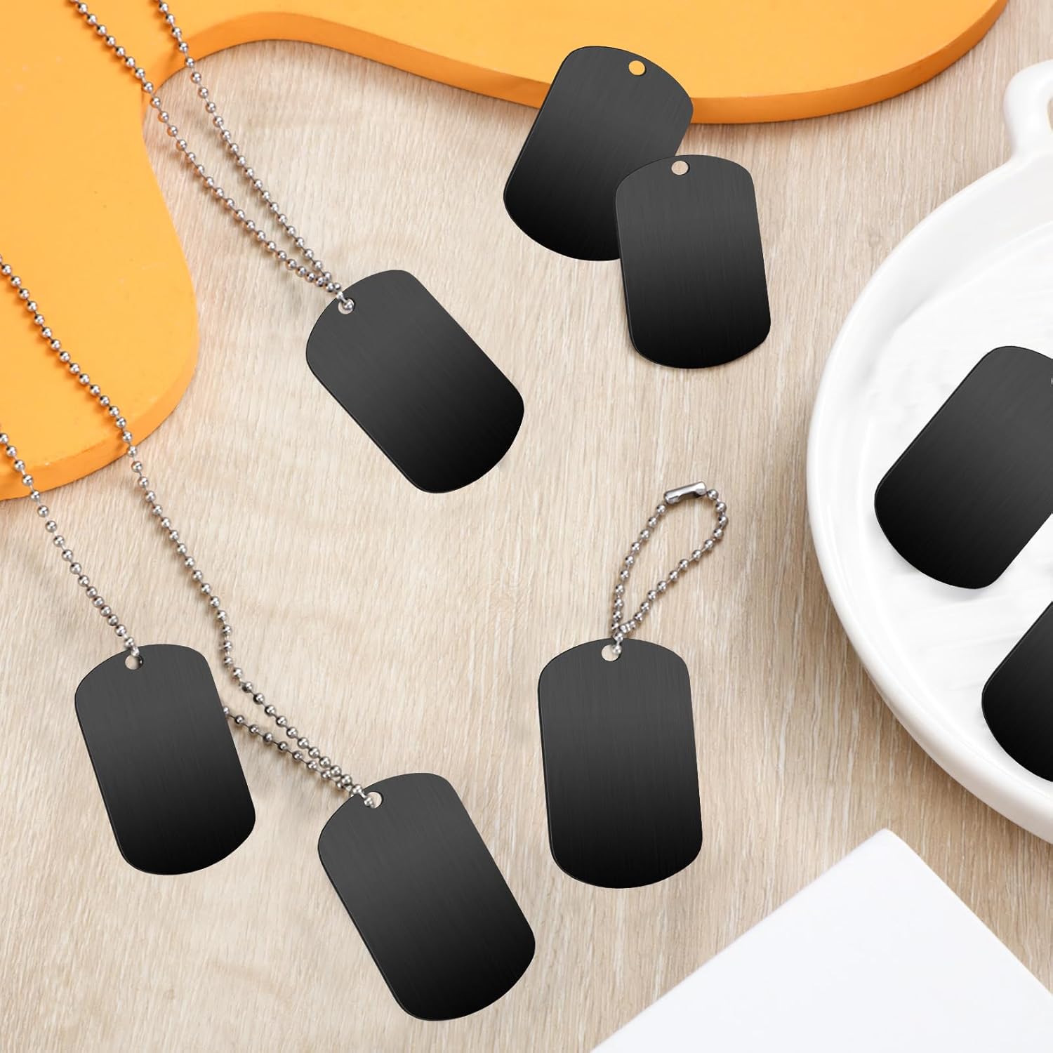 20 Pieces Military Dog Tags Set Including 10 Stainless Steel Army Blank Dog Tags 10 Steel Chains Personalized Pet Oval Pendant Necklaces for Stamping Engraving DIY Halloween Craft(Black) - Image 5