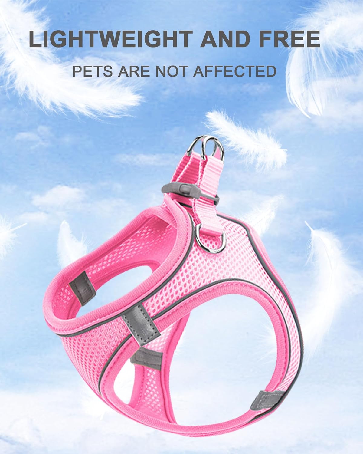 XXXS Pink Soft Mesh Dog Harness and Leash Set,No Escape Puppy Harnesses for Training Walking, Reflective Adjustable Puppy Vest for Small Medium Dogs, Cats (Pink, XXXS) - Image 2