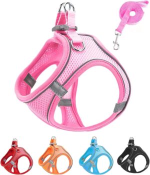 XXXS Pink Soft Mesh Dog Harness and...