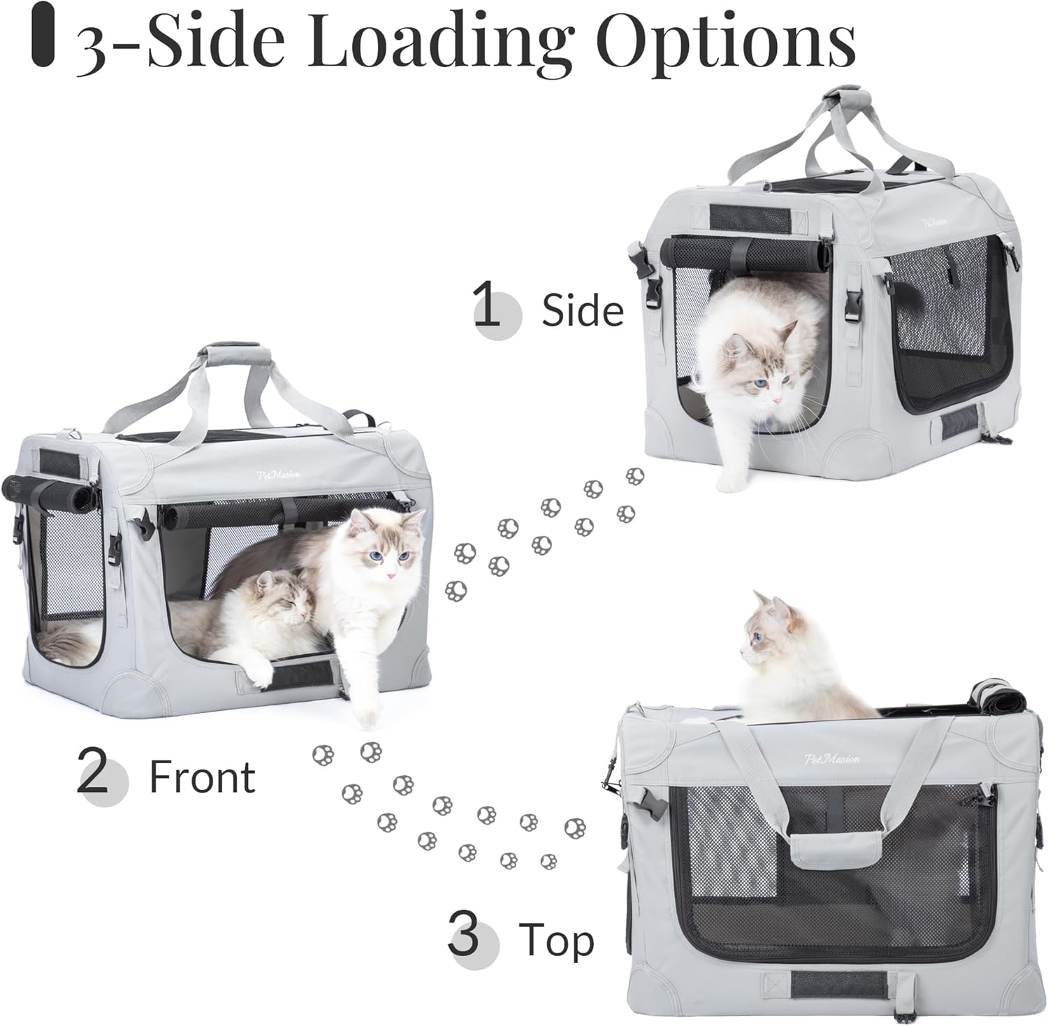 Extra Large Cat Carrier for 2 Cats, Collapsible Soft Sided Pet XL Crate for Large Mudium Big Cat 20lbs+, Car Travel Portable Bag for Long Trips Ride 24"x16.5"x16.5" - Image 4