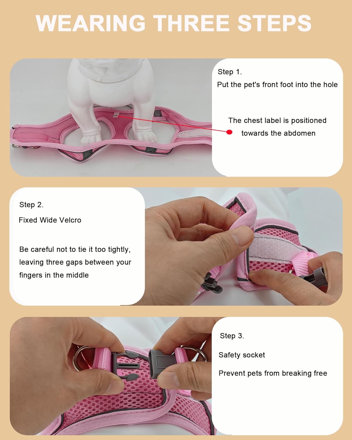XXXS Pink Soft Mesh Dog Harness and Leash Set,No Escape Puppy Harnesses for Training Walking, Reflective Adjustable Puppy Vest for Small Medium Dogs, Cats (Pink, XXXS) - Image 5