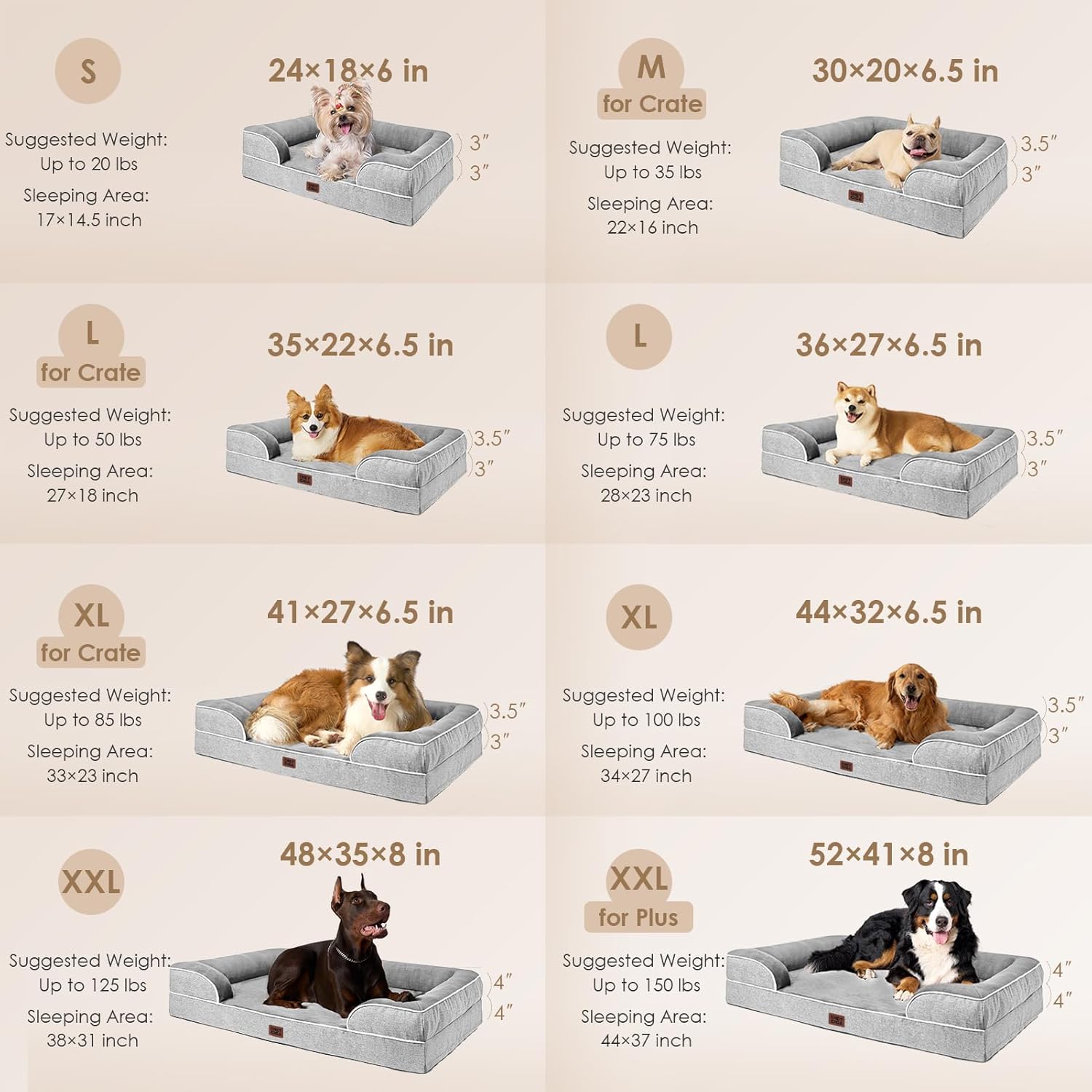 EHEYCIGA Orthopedic Dog Beds Large Sized Dog, Waterproof Memory Foam Pet Bed with Sides, Non-Slip Bottom Large Pet Bed with Washable Removable Cover, Grey - Image 2