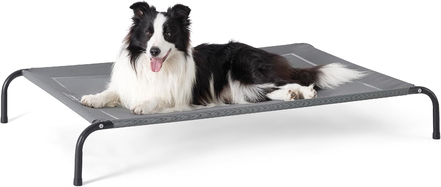 Bedsure Outdoor Elevated Dog Bed Large Sized Dog, Portable Indoor & Outdoor Cooling Raised Cot Pet Hammock Bed with Skid-Resistant Feet, Frame with Breathable Mesh, Grey, 49 inches - Image 8