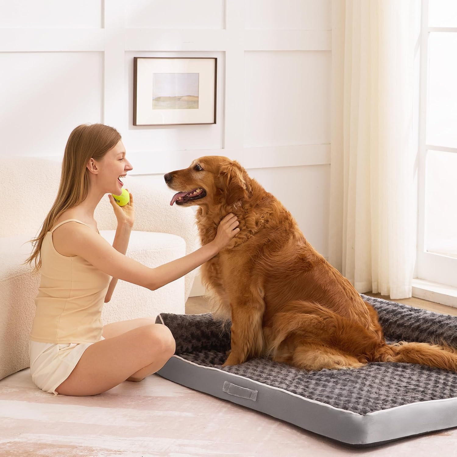 Dog Beds Large Sized Dogs, XL Orthopedic Dog Beds for Large Dogs 42"x30"x7.5", Waterproof Pet Bed with Washable Cover, L-Shaped Pet Couch with Portable Handle, Grey - Image 8