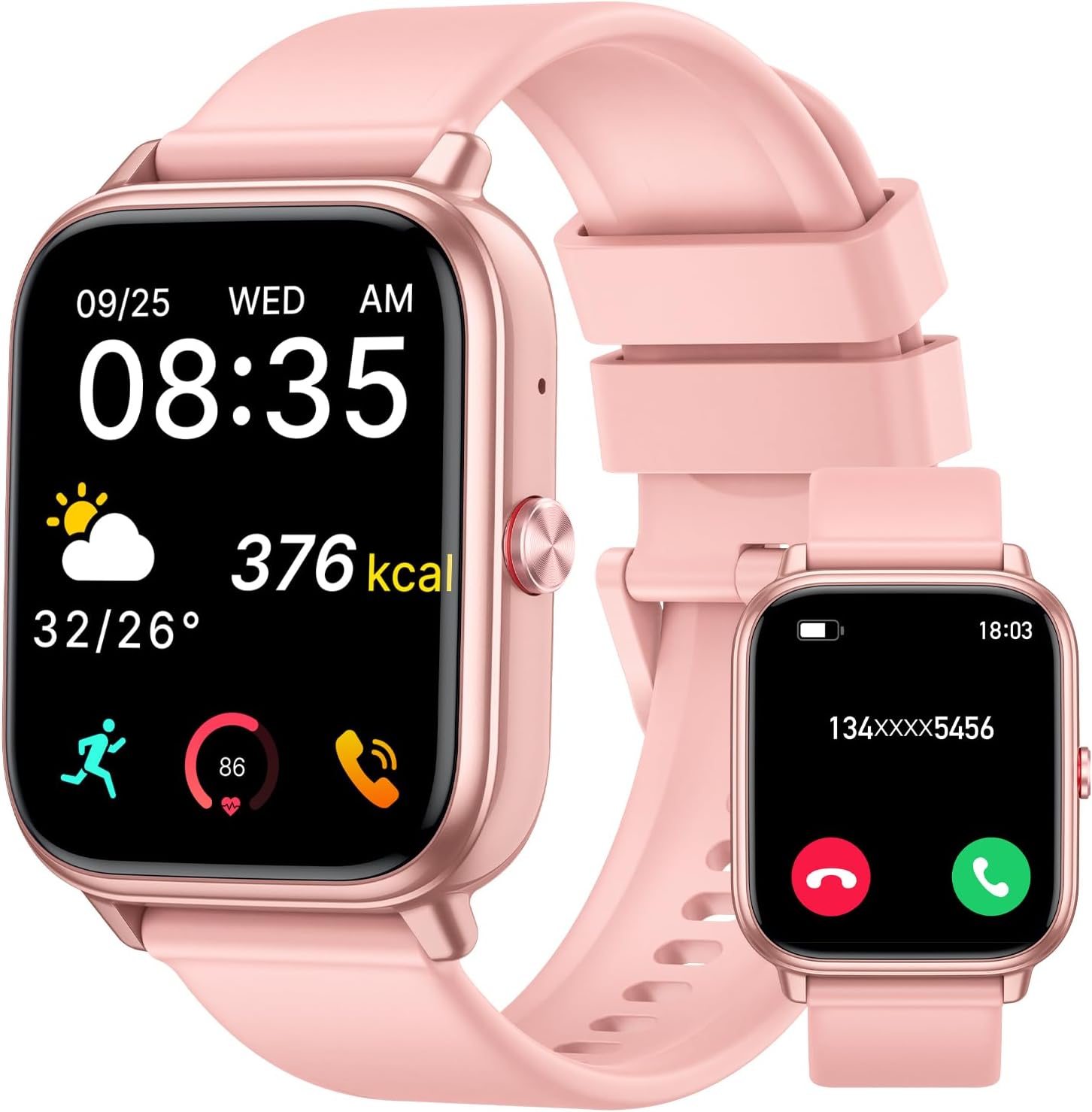 Smart Watch for Men Women (Answer/Make Calls), 1.83" HD Touchscreen Fitness Tracker, 480Hrs Playtime,112+ Sports Modes,Fitness & Sleep Tracker,Health,Fitness Watch for Android/iOS,IP68 Waterproof,Rose