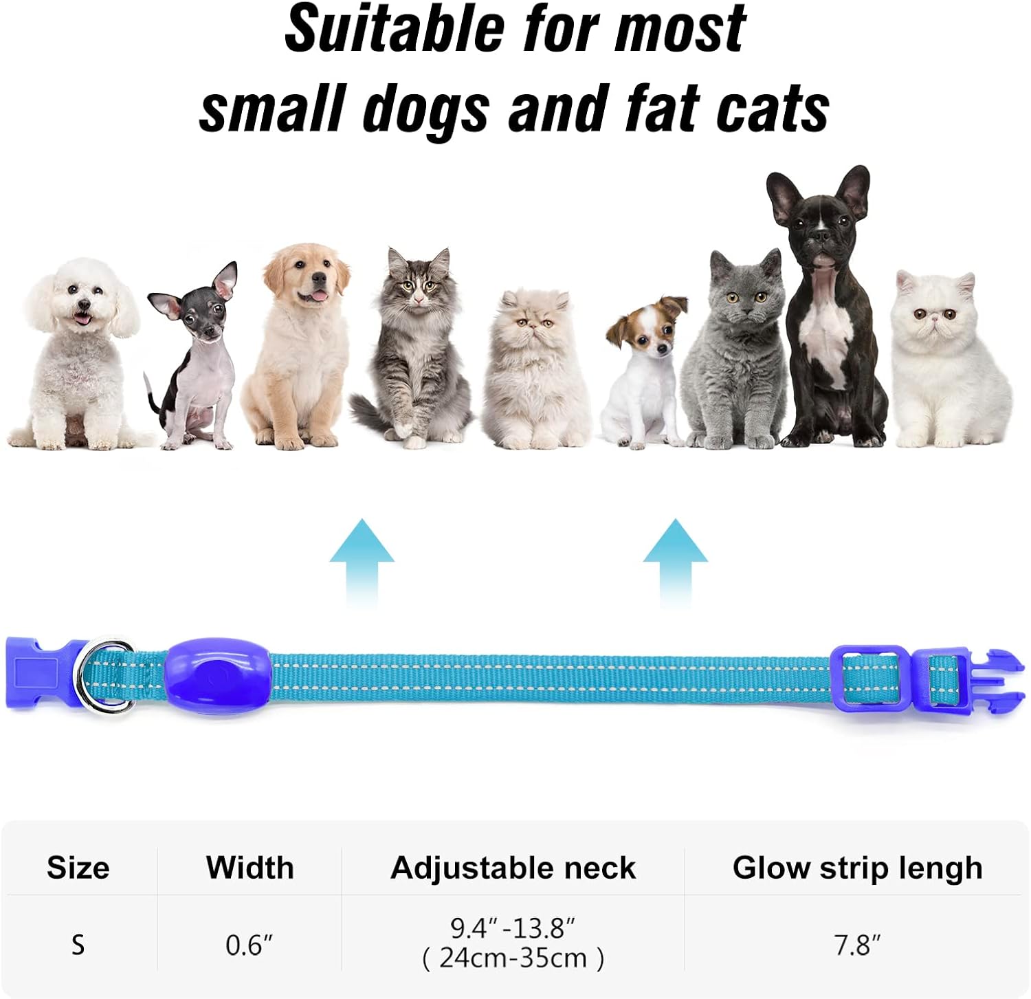 Visinite Light Up Dog Collars for Small Dogs,LED Dog Collar Light Rechargeable,Fully Adjustable Lighted Dog Collar,Glow in The Dark Dog Collars with Dog Lights for Night Walking,Blue - Image 5