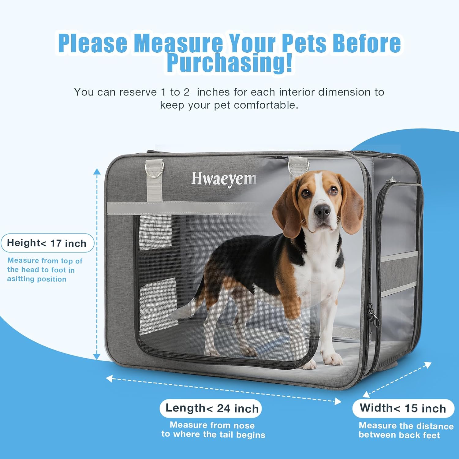 Extra Large Pet Cat Carrier with Wheels, Rolling Pet Carrier for 2 Cats or Medium Dog, 24" X 15" X 17" Portable Dog Cat Crate for Large Cat, Support up to 40 Lbs, Dark Gray - Image 2