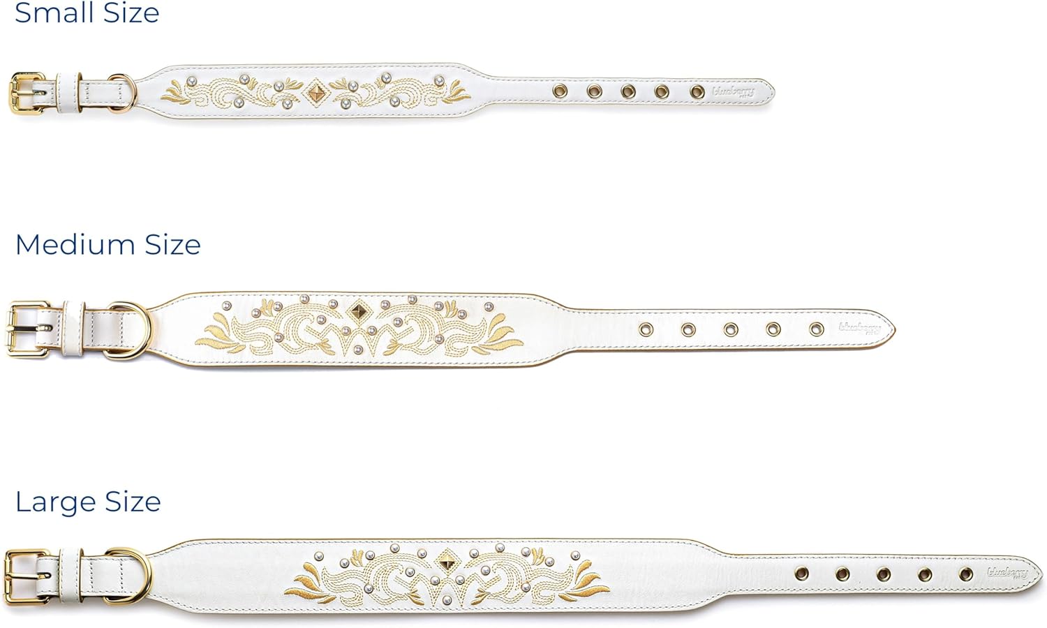 Blueberry Pet Western Genuine Leather Dog Collar for Medium Breeds, Pearl White - Floral Embroidery, Pearl Studs, Adjustable 15-18 Inch Neck, Dog Collars for Medium Dogs - Image 8