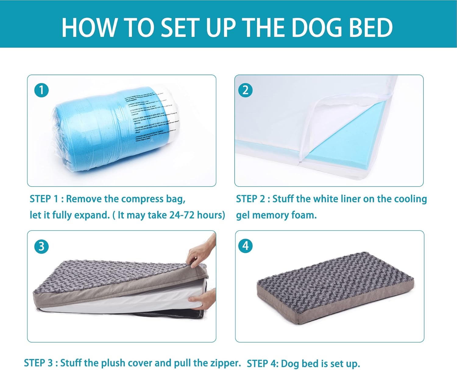 Orthopedic Memory Foam Bed for Large Dogs, Waterproof Cooling Pet Mats for Crate with Removable Washable Cover,Ideal for Arthritic Dogs, L(35inch,65Lbs) - Image 7