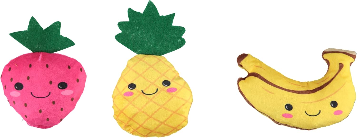 Cudlie 3 Pack Plush Dog Chew Toys – Soft Squeaky Puppy Toys for Small Dogs– 4" Durable, Cute & Safe Pet Toy Gift Set (Food, Fruit, Farm, Zoo & Safari Animal Themes) - Image 2