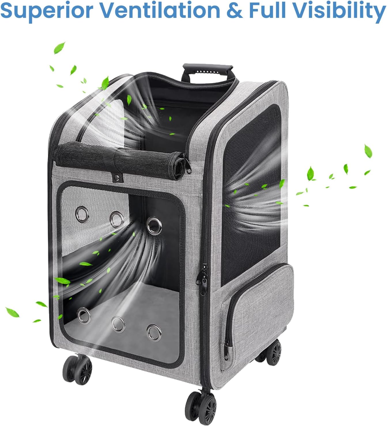 Extra Large Pet Carrier Backpack with Wheels Cats Under 30 Lbs, for Dogs Puppies Rabbits Other Animals Under 25 Lbs, Great for Travel/Hiking/Outdoor Use - Image 3