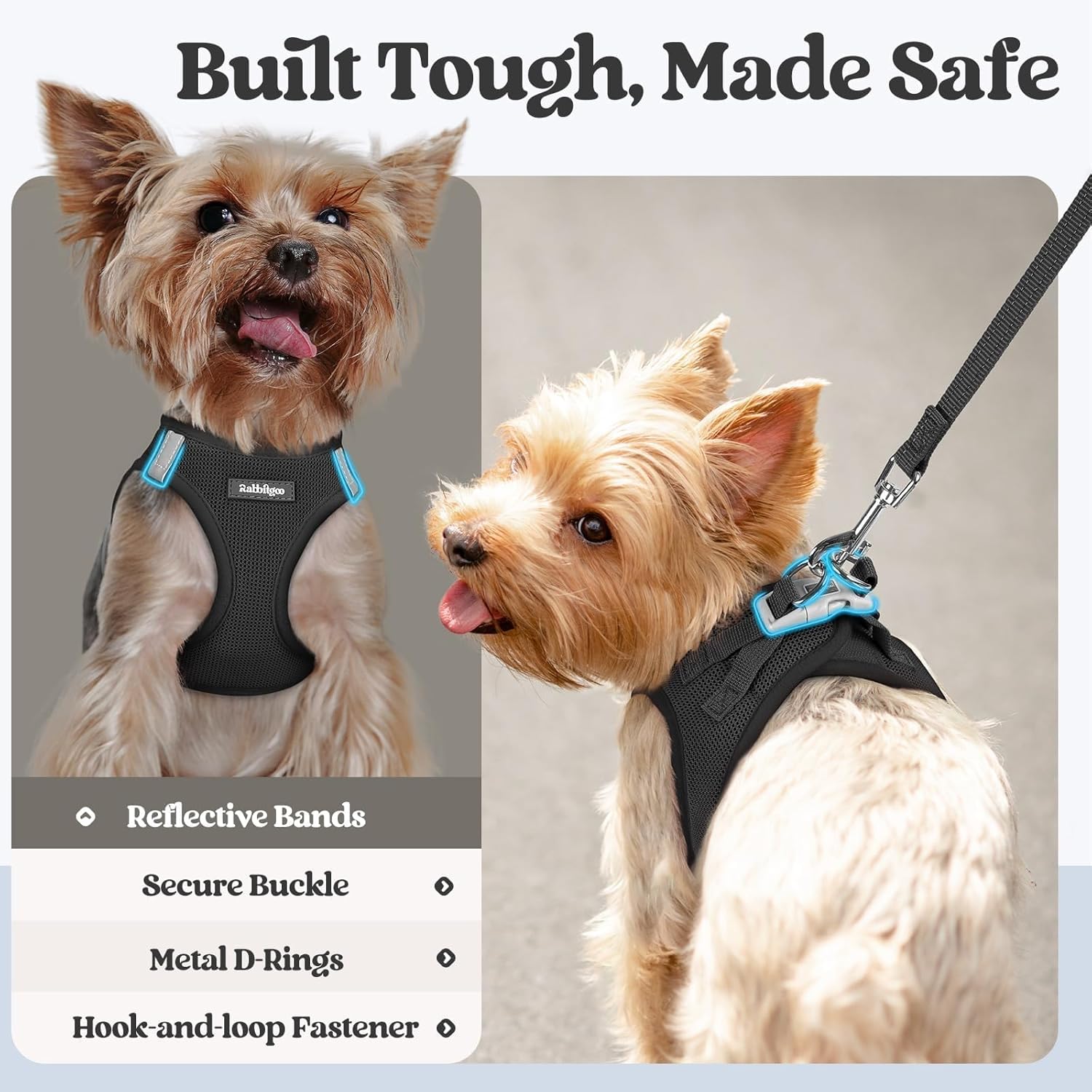 rabbitgoo Dog Harness Small Sized and Leash Set, Step in Soft Light Puppy Vest, Breathable Mesh Pet Harness, Reflective for Safe Easy Walking, Black S - Image 8