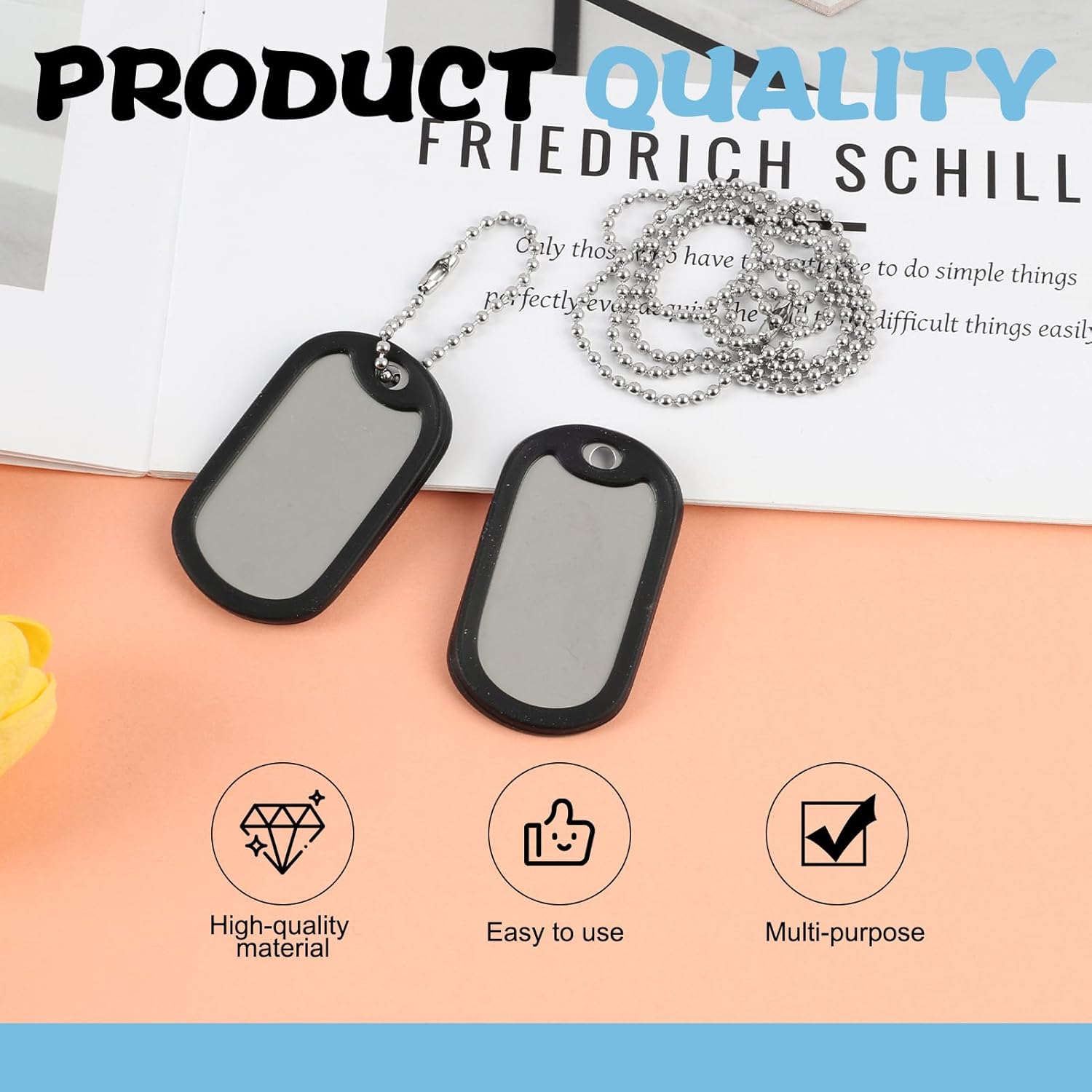2-Piece Personalized Dog Tags, Army Dog Tags Stainless Steel Labels Military Set Suitable for Animals Lovers, Pet Fashion Style Cosplay Accessories DIY Pet Name Labels - Image 5