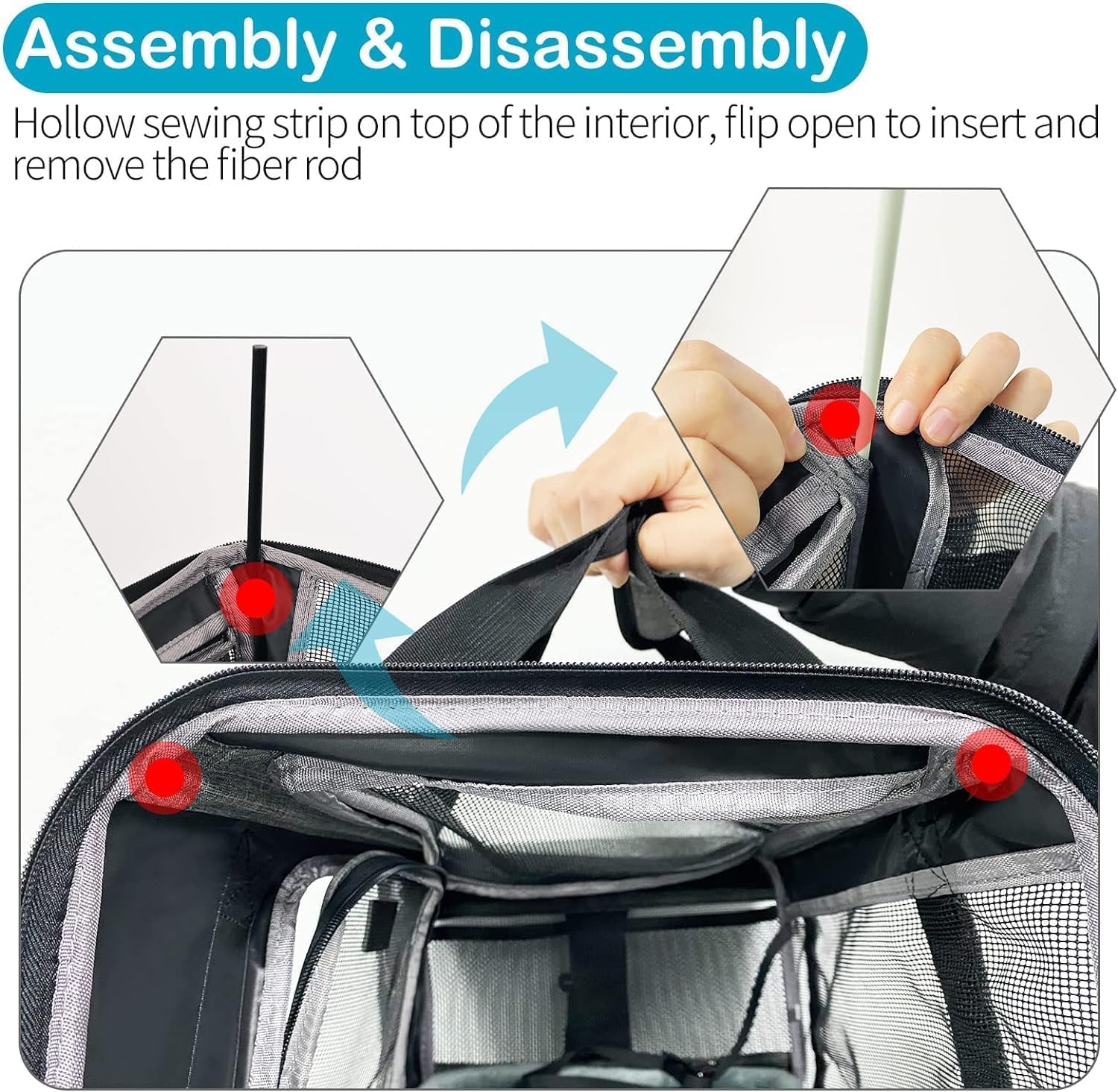 Wakytu TSA Approved Pet Carrier for Small Cats Dogs, Travel Bag with Adequate Ventilation, 5 Mesh Windows, 3 Entrance, Locking Safety Zippers, Padded Shoulder and Carrying Strap, Small - Image 7