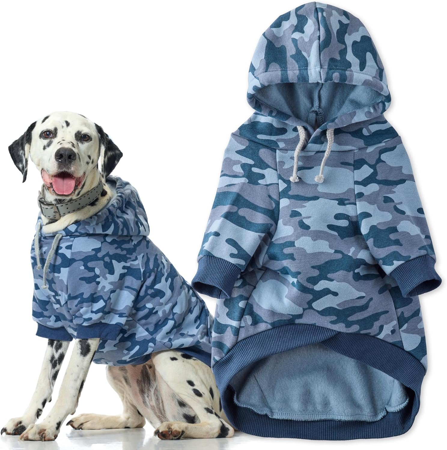 Pet Passion Rocky II - The Extra Comfy Hoodie, Organic Cotton and Recycled Poly Dog Hoodie Pet Coat Sweater for Small, Medium, Large Dogs, Navy Camo, XX-Large