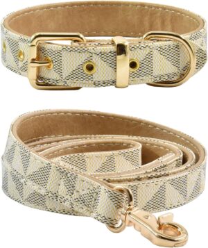 Leather Dog Collar and Leash Set, C...
