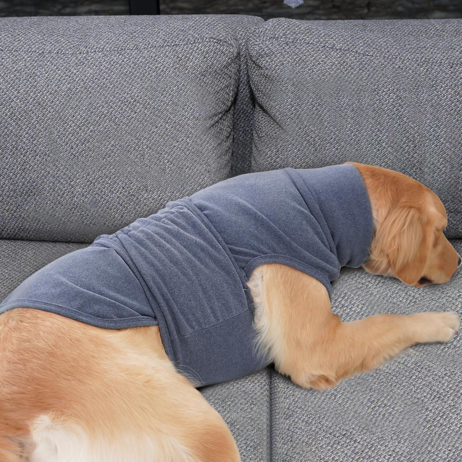 ROZKITCH Calming Hoodie for Dogs, Dog Sweatshirts for Medium Dogs with Hoodie Soft Ears Cover Wrap, Anti Itch Pet Shirt for Fireworks Travel Vet Visit, Anxiety Vest Blue M - Image 7