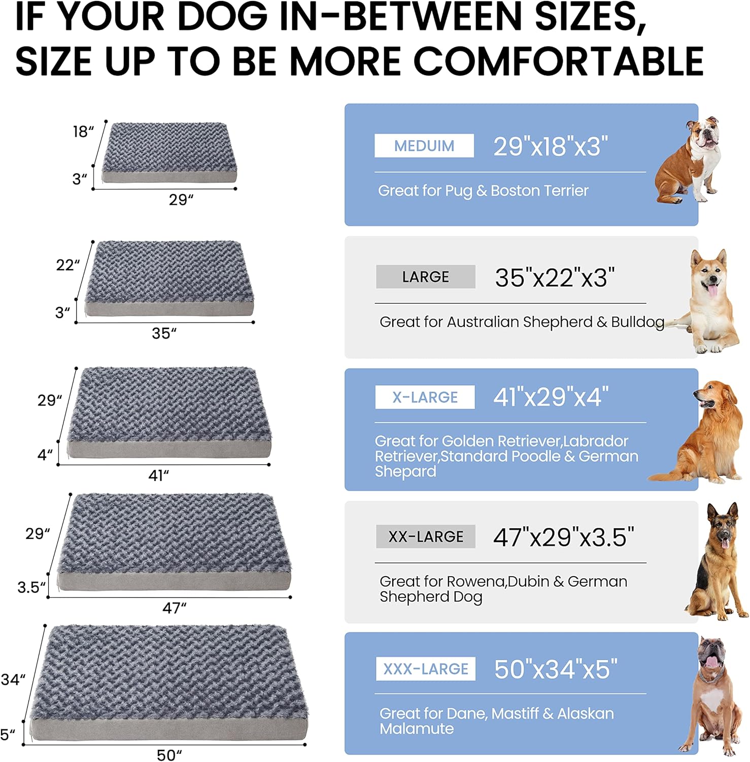 Orthopedic Memory Foam Bed for Large Dogs, Waterproof Cooling Pet Mats for Crate with Removable Washable Cover,Ideal for Arthritic Dogs, L(35inch,65Lbs) - Image 6