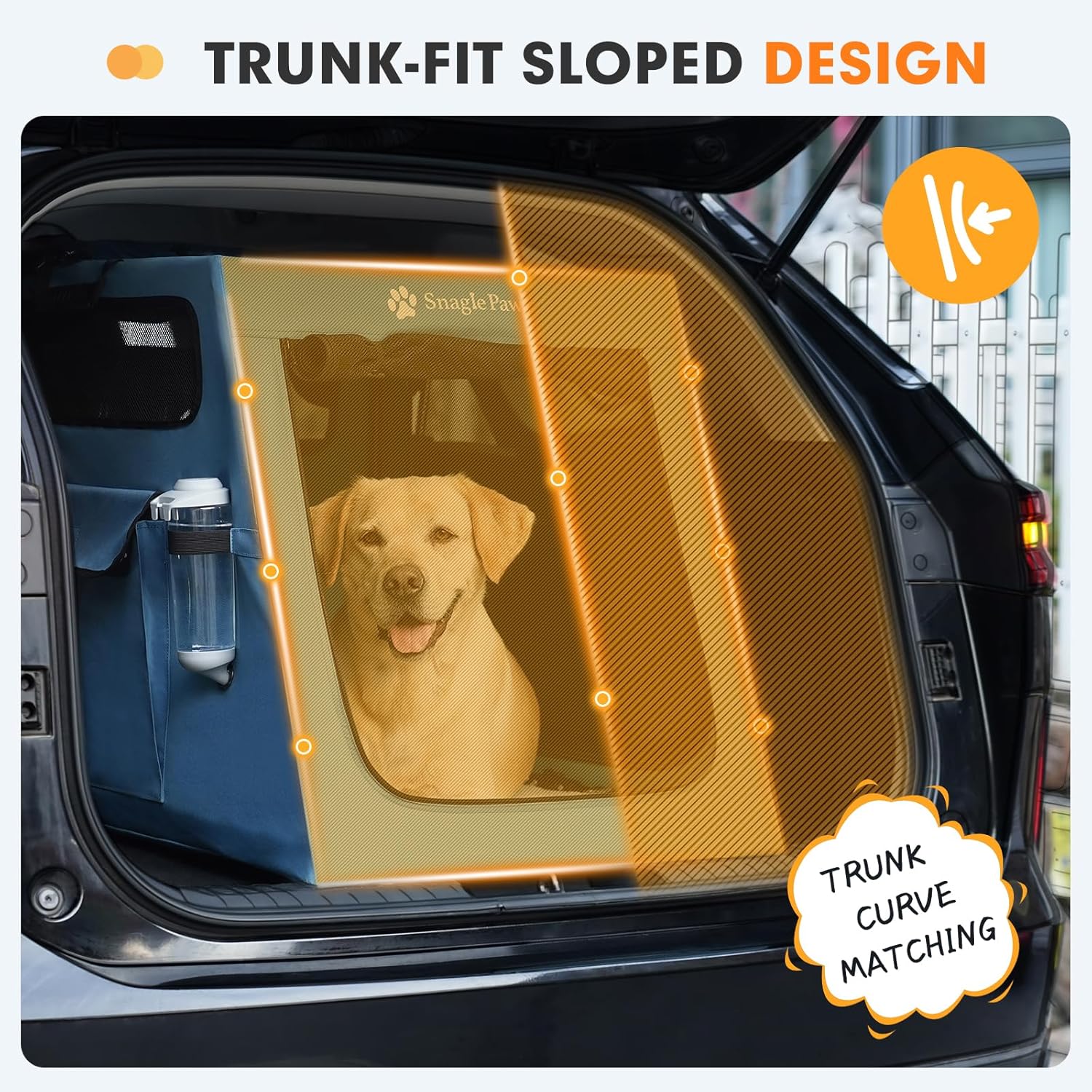 Snagle Paw Portable Dog Crate for Car Travel, Collapsible Large Dog Travel Crate with Metal Frame & 3-Door Mesh Windows, Secures in Trunk/Backseat, Soft-Sided Kennel Carrier for Medium Large Dogs-XL - Image 2