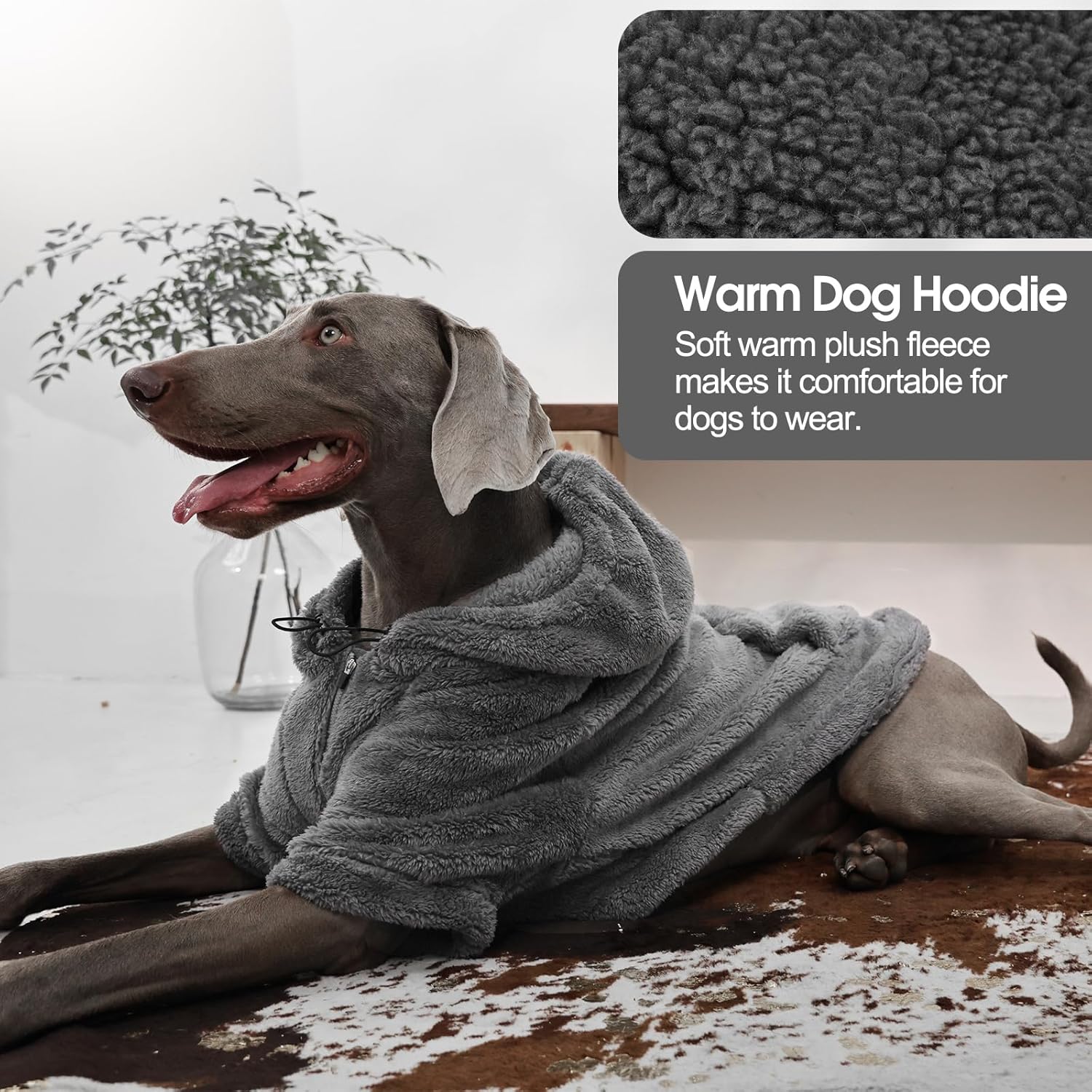 IDOMIK Fuzzy Dog Sweater with Adjustable Hood, Warm Fleece Dog Sweater Hoodie with Harness Hole & Pocket, Pullover Sweaters for Large Dogs, Fuzzy Hooded Sweatshirt for Fall Winter Christmas,Grey,XL - Image 6