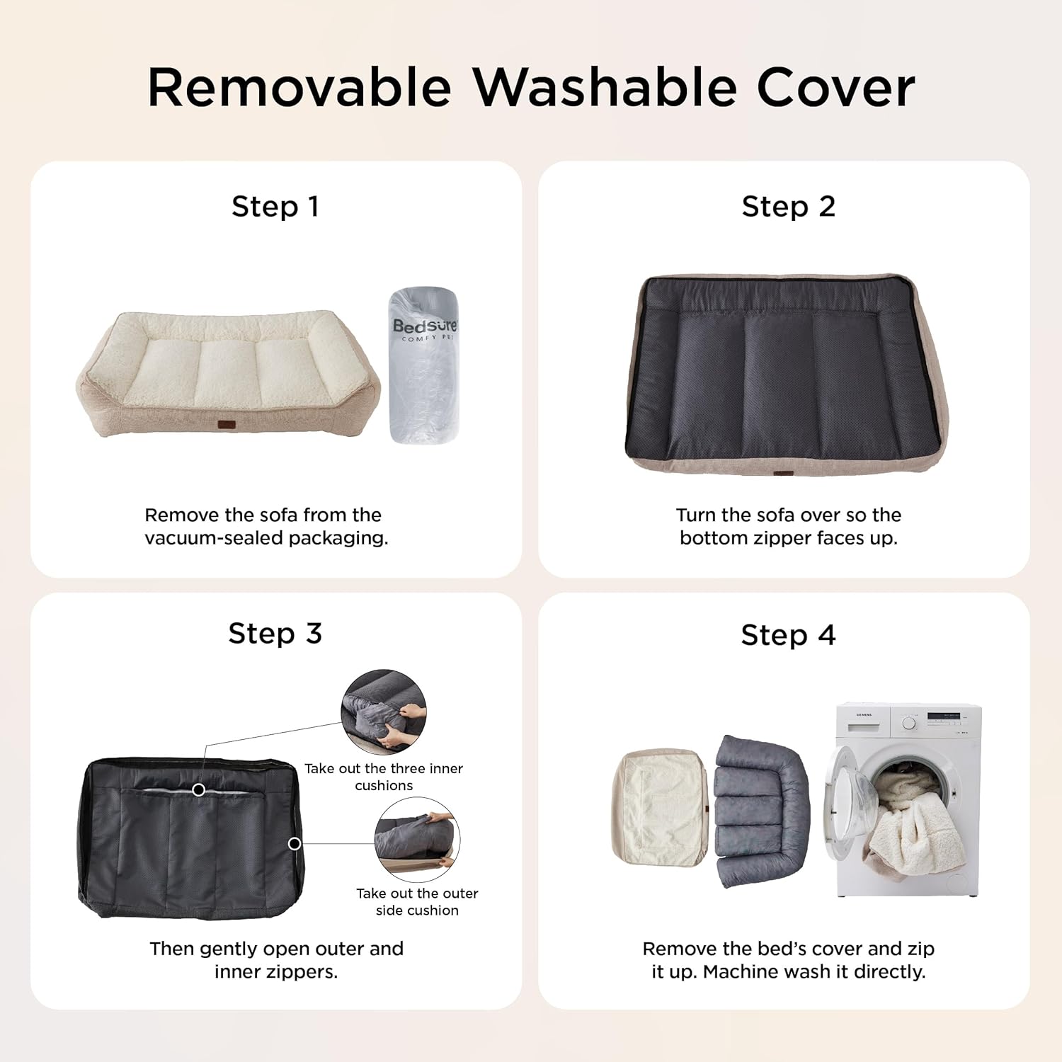Bedsure SupportMax™ XL Orthopedic Dog Beds Large Sized Dog - As Seen on TV Extra Thick Supportive Dogs Couch with Waterproof Washable Cover, Extra Large Comfort Pet Sofa with Soft Sherpa, Grey, 42" - Image 9