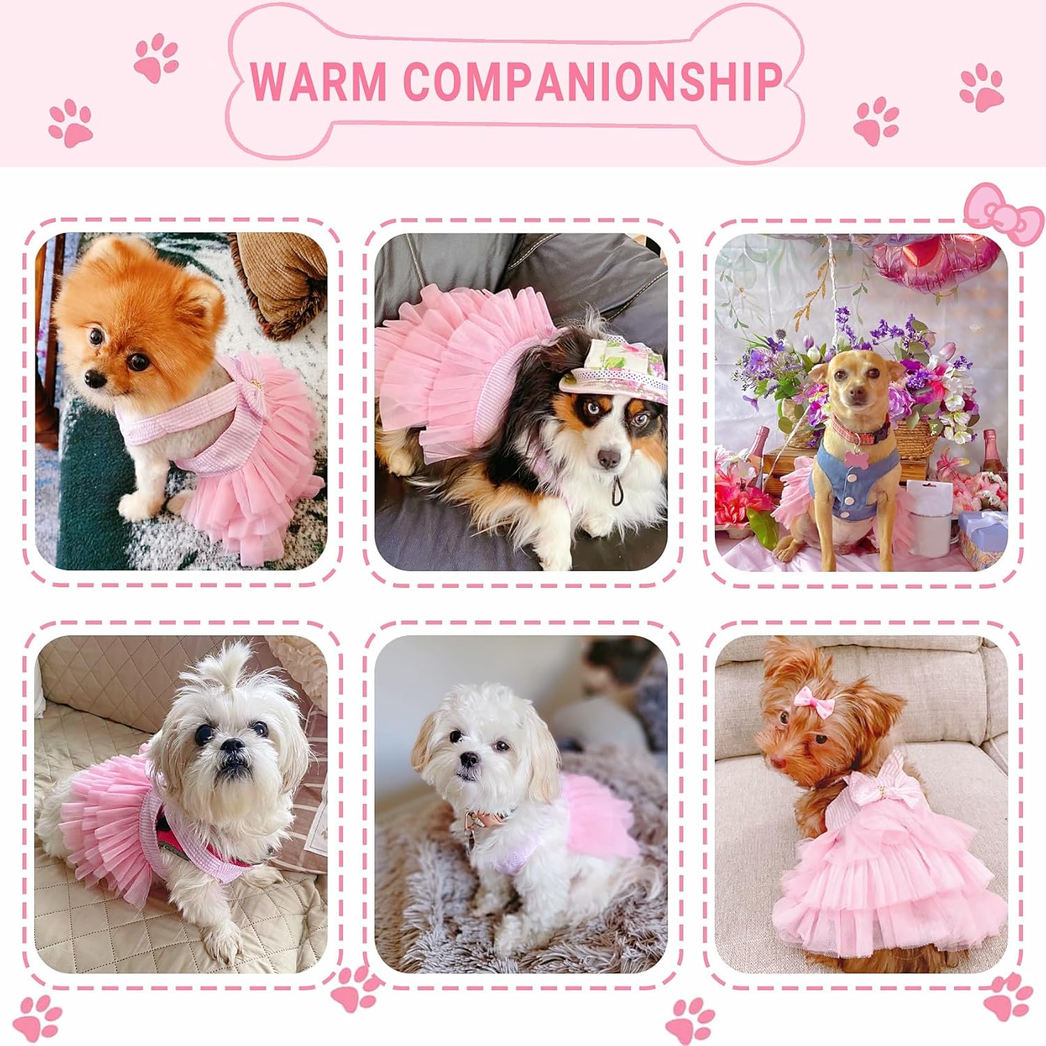 Dog Dresses, Fashion Pet Dog Clothes, Striped Mesh Puppy Dogs Princess Dresses (Pink, Large) - Image 4