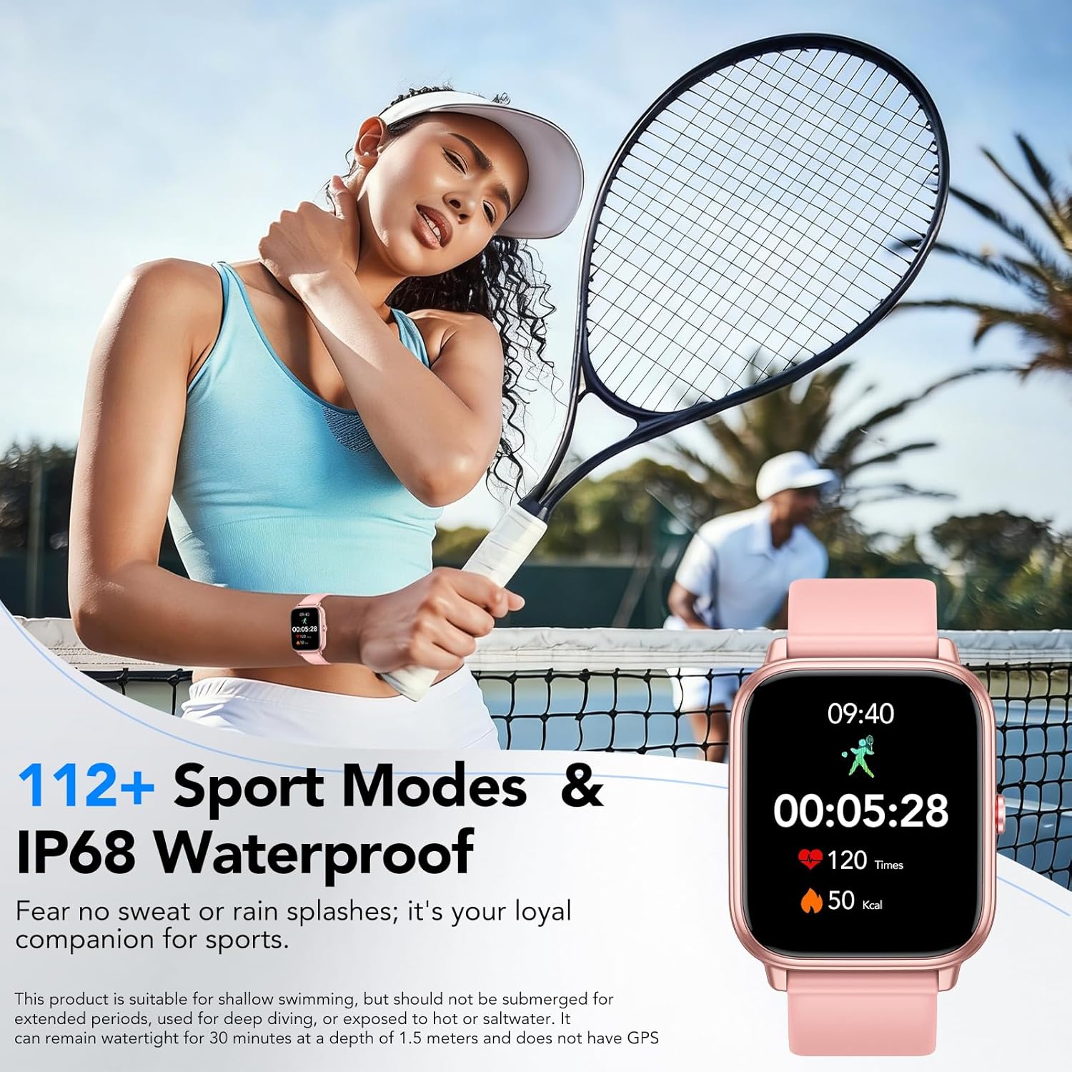 Smart Watch for Men Women (Answer/Make Calls), 1.83" HD Touchscreen Fitness Tracker, 480Hrs Playtime,112+ Sports Modes,Fitness & Sleep Tracker,Health,Fitness Watch for Android/iOS,IP68 Waterproof,Rose - Image 5