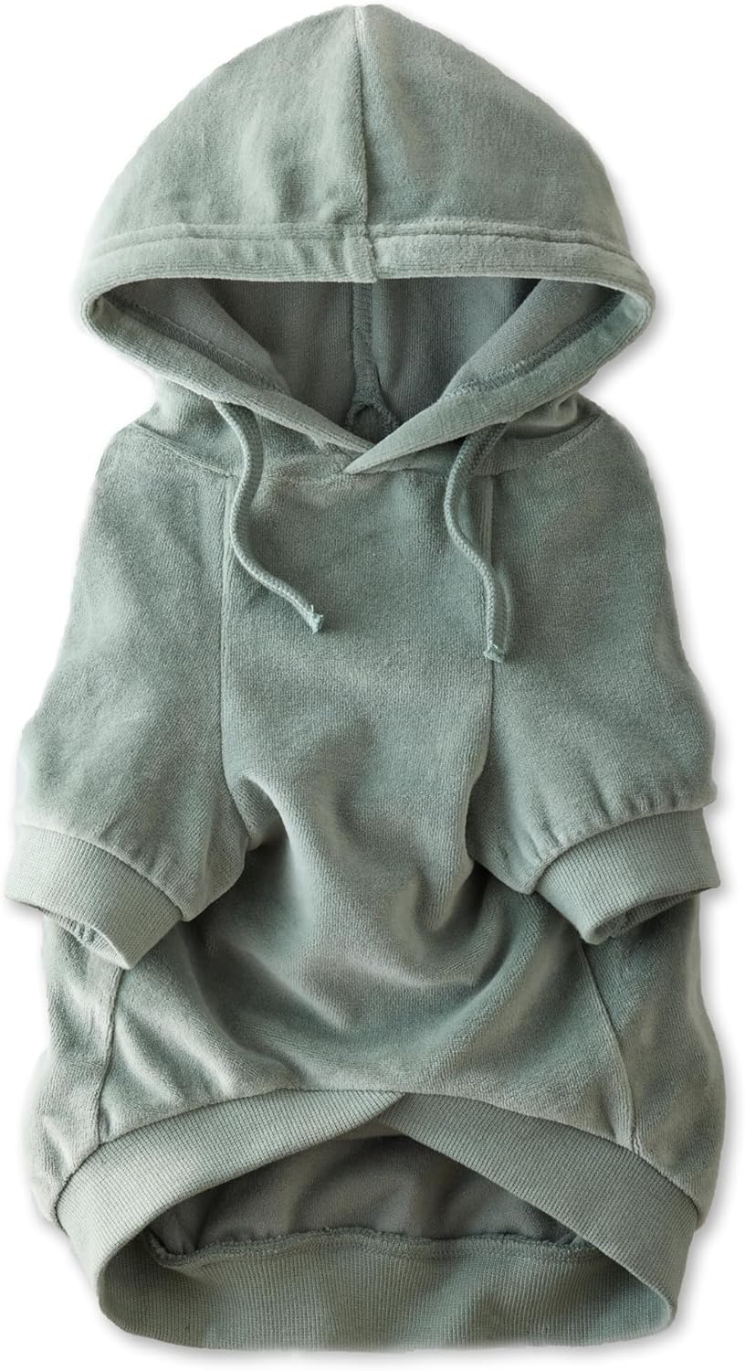 Pet Passion Cooper II Organic Cotton Velour Dog Hoodie Pet Coat for Small, Medium and Large Dogs, Sage, Medium (20-45 lbs) - Image 2