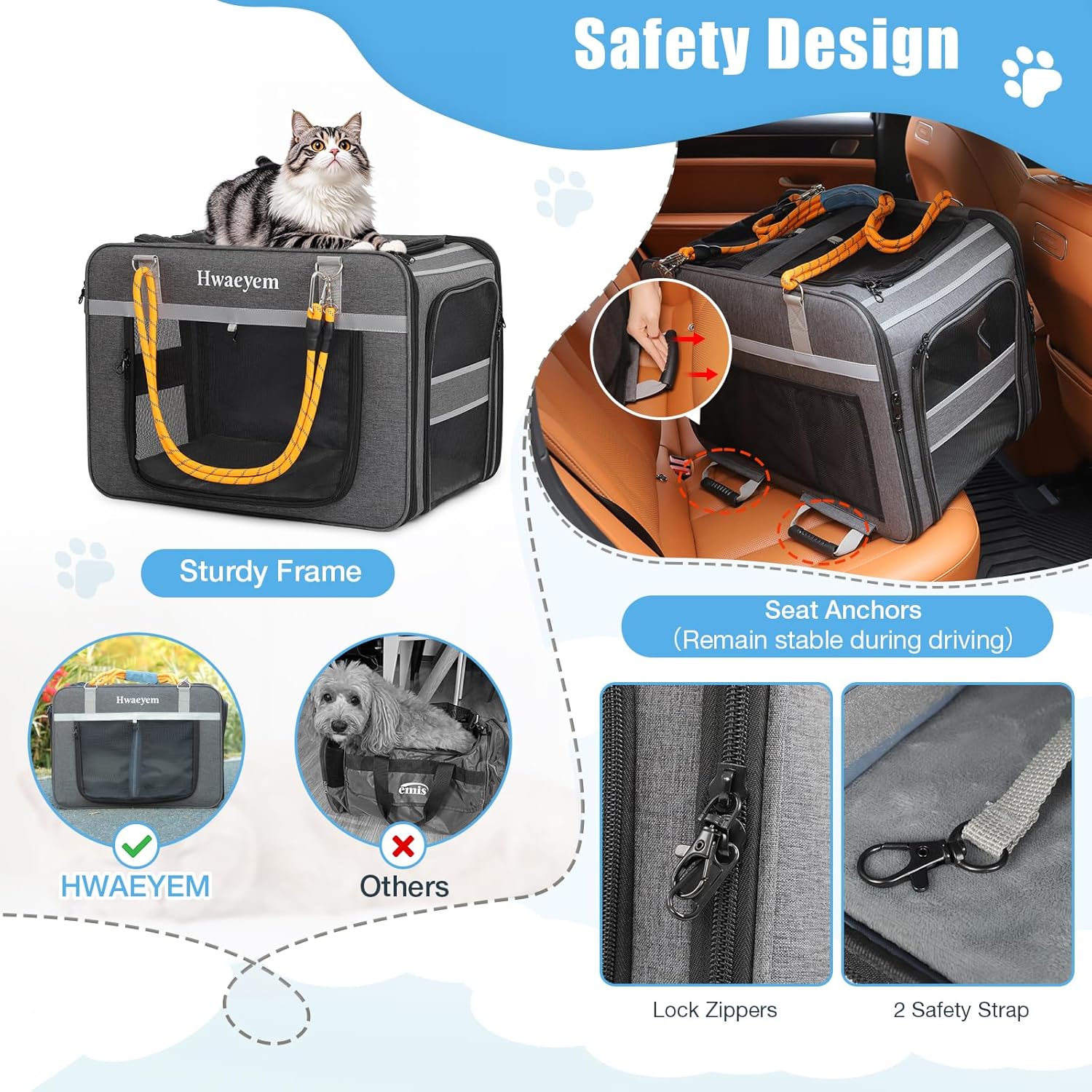 Extra Large Pet Cat Carrier with Wheels, Rolling Pet Carrier for 2 Cats or Medium Dog, 24" X 15" X 17" Portable Dog Cat Crate for Large Cat, Support up to 40 Lbs, Dark Gray - Image 6