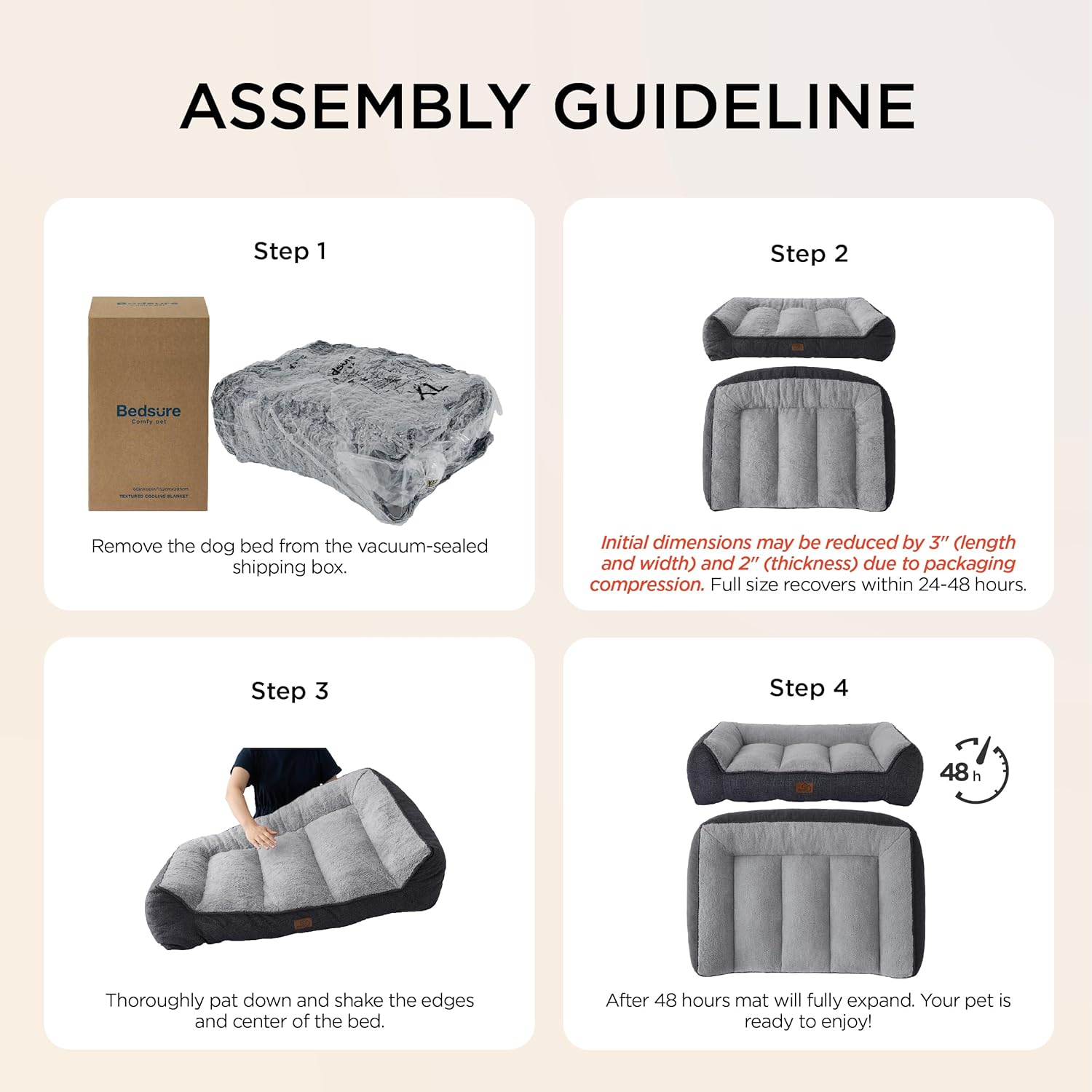 Bedsure SupportMax™ XL Orthopedic Dog Beds Large Sized Dog - As Seen on TV Extra Thick Supportive Dogs Couch with Waterproof Washable Cover, Extra Large Comfort Pet Sofa with Soft Sherpa, Grey, 42" - Image 8