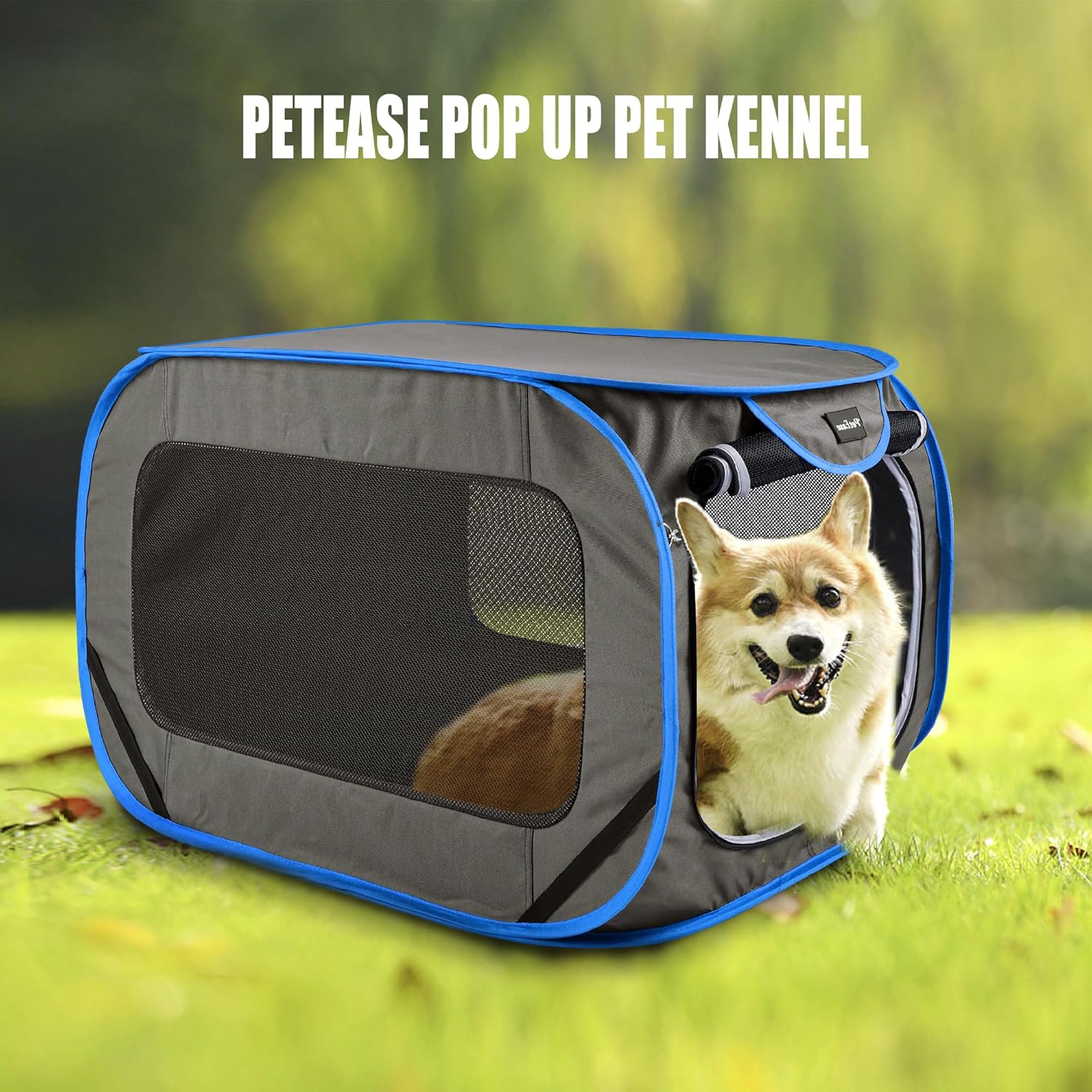 Large Pop Up Kennel,Collapsible Travel Pet Crate, Indoor and Outdoor Portable Dog Enclosure, Portable Pet Car Seat Kennel (Grey, Large) - Image 6