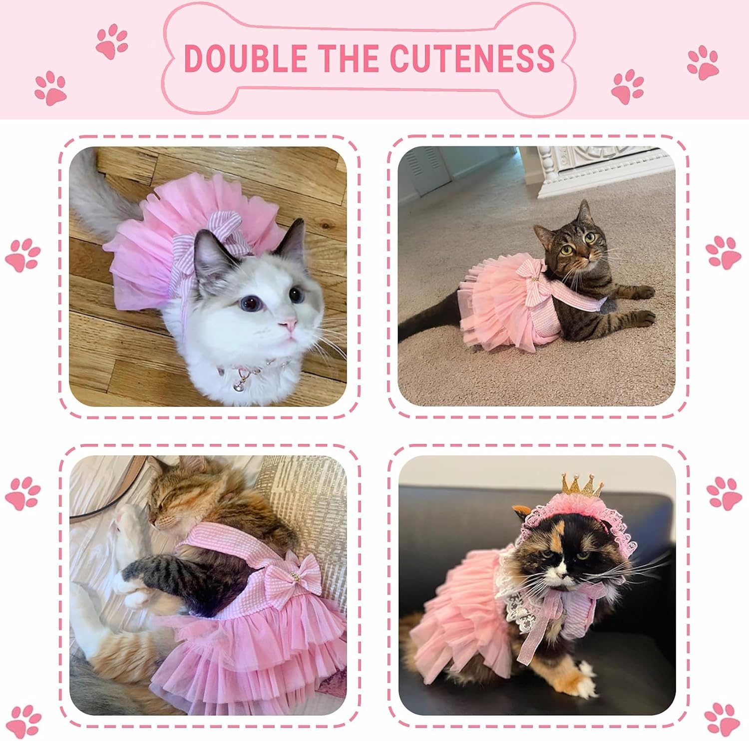 Dog Dresses, Fashion Pet Dog Clothes, Striped Mesh Puppy Dogs Princess Dresses (Pink, Large) - Image 5