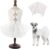 ASENKU Dog Dress, Dog Wedding Dress, Pet Lace Princess Dress with Bows for Wedding Birthday Party, Puppy Formal Apparel with Pearl Necklace for Small Medium Dogs (White, Medium)