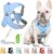 Patas Lague Dog Harness with Leash Set Adjustable Soft Padded Step-in Dog Vest No Choke No Pull Reflective for Small Medium Pets with Poop Bags and Dispenser, Solid and No-chew, Blue M