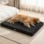 Patas Lague Orthopedic Dog Bed Large Sized Dog 36”X24”, Waterproof Soft Comfortable Egg Crate Foam Large Pet Beds Crate Mat with Removable Washable Cover and Nonskid Bottom, Black
