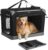 Feandrea Collapsible Dog Crate, Portable Oxford Fabric Pet Travel Crate with 4 Mesh Doors, Handles, Pocket, 36 Inches, for Large Dogs, Ink Black and Dove Gray UPDC029BH01